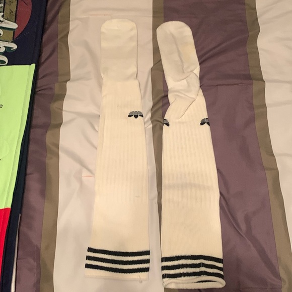 White Adidas Knee-High Socks - OneSizeFitsMost - Picture 1 of 1